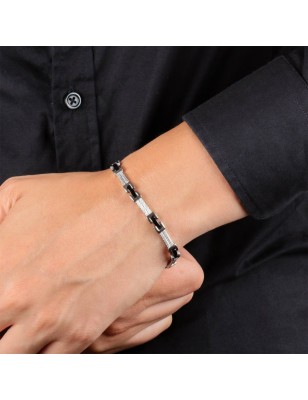 BRACCIALE ACCIAIO PVD NERO CROSS UOMO MORELLATO 