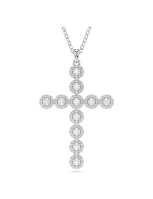 COLLANA INSIGNE PENDENTE CROCE BIANCA DONNA SWAROVSKI 