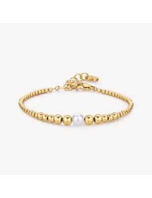 BRACCIALE SFERE ACCIAIO PVD ORO PERLA DONNA BROSWAY PERFECT BPC14 BROSWAY