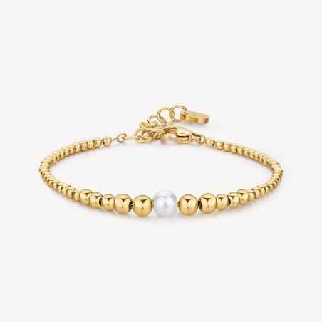 BRACCIALE SFERE ACCIAIO PVD ORO PERLA DONNA BROSWAY PERFECT BPC14 BROSWAY