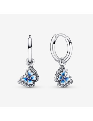 ORECCHINI CERCHI FARFALLA BLU DONNA PANDORA MOMENTS