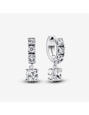 ORECCHINI CERCHI PUNTO LUCE E PAVÈ DONNA PANDORA TIMELESS