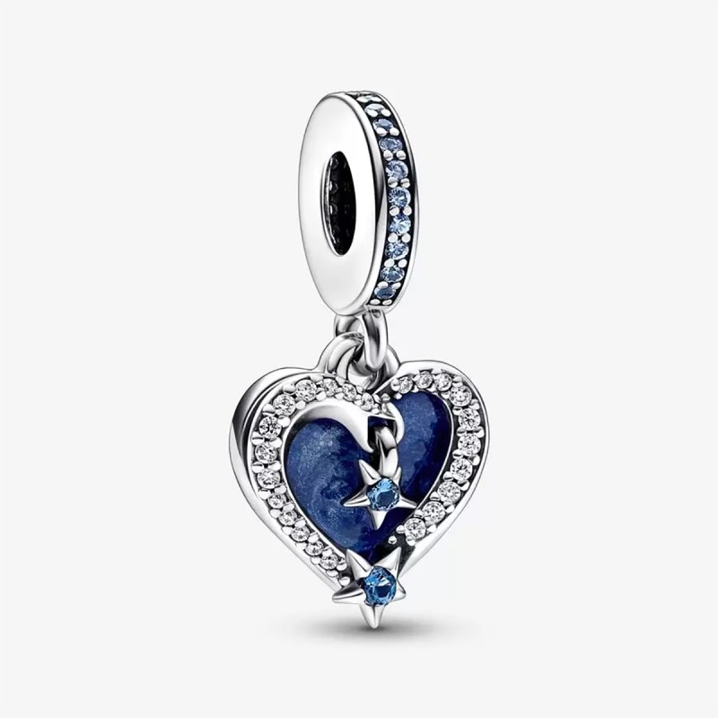 CHARM PENDENTE CUORE E STELLE BLU PANDORA MOMENTS