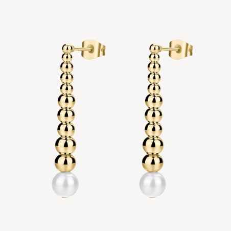 ORECCHINI PENDENTI COLOR ORO CON PERLA BROSWAY BPC27 BROSWAY