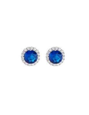 ORECCHINI DIAMOND ZIRCONE TONDO BLU DONNA AMEN  ELUBOBBBLZ AMEN