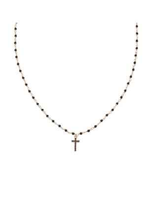 COLLANA ROSÈ CROCE ZIRCONATA CRISTALLI NERI DONNA AMEN  CLONCRRNNZ3 AMEN