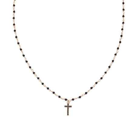 COLLANA ROSÈ CROCE ZIRCONATA CRISTALLI NERI DONNA AMEN  CLONCRRNNZ3 AMEN