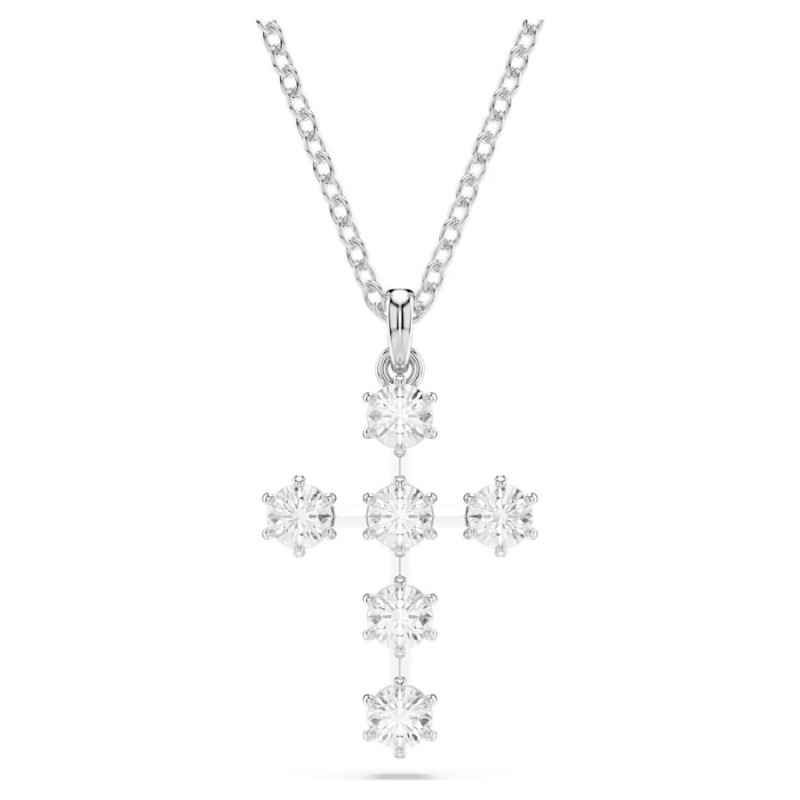 COLLANA INSIGNE PENDENTE CROCE TAGLIO TONDO SWAROVSKI