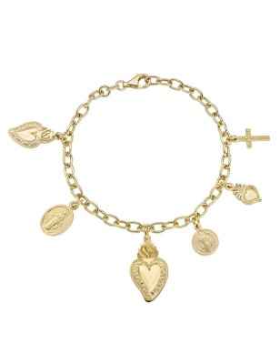 BRACCIALE DORATA SACRO CUORE MULTICHARM DORATO DONNA AMEN BRSCMG AMEN