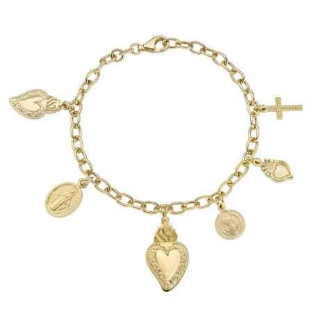 BRACCIALE DORATA SACRO CUORE MULTICHARM DORATO DONNA AMEN BRSCMG AMEN