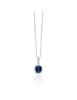 COLLANA ZAFFIRO BLU OVALE TRE DIAMANTI DONNA MILUNA LE GEMME CLD4194 MILUNA