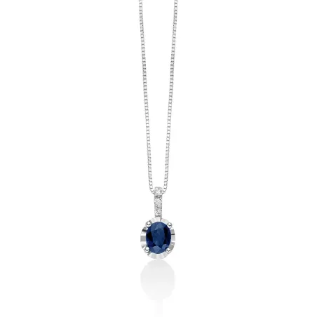 COLLANA ZAFFIRO BLU OVALE TRE DIAMANTI DONNA MILUNA LE GEMME CLD4194 MILUNA