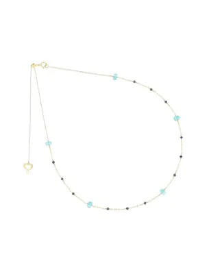 COLLANA 18KT APATITE E DIAMANTI NERI PIETRE PREZIOSE DONNA MAMAN ET SOPHIE 