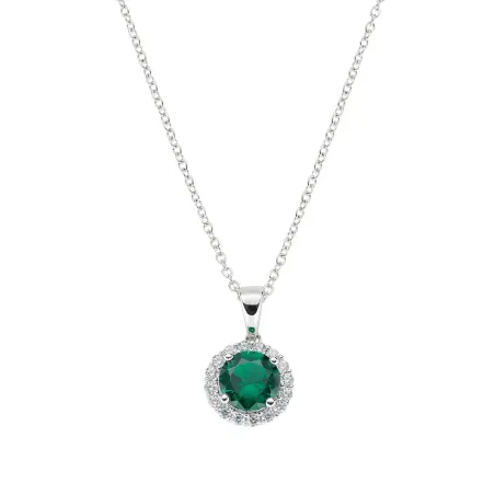 COLLANA DIAMOND ZIRCONE TONDO VERDE DONNA AMEN  CLLUBOBBVZ AMEN