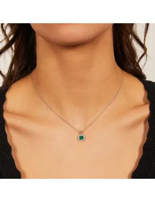 COLLANA DIAMOND ZIRCONE TONDO VERDE DONNA AMEN 