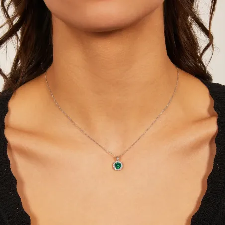 COLLANA DIAMOND ZIRCONE TONDO VERDE DONNA AMEN 