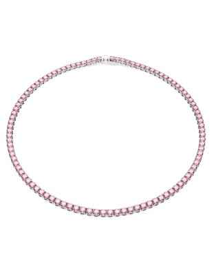 COLLANA TENNIS ROSA PLACCATO RODIO DONNA SWAROVSKI 