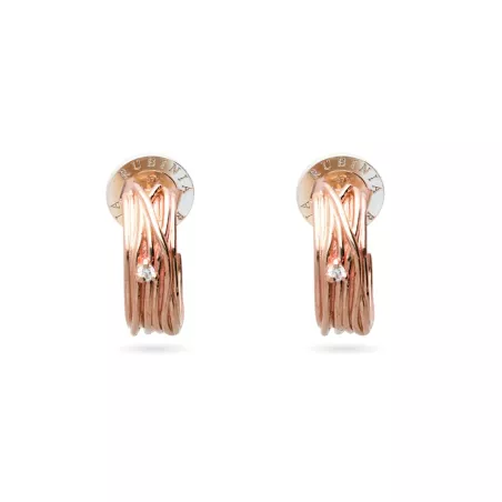 ORECCHINI MINI GRANDI DA 1CM 13 FILI ORO ROSA DIAMANTI RUBINIA