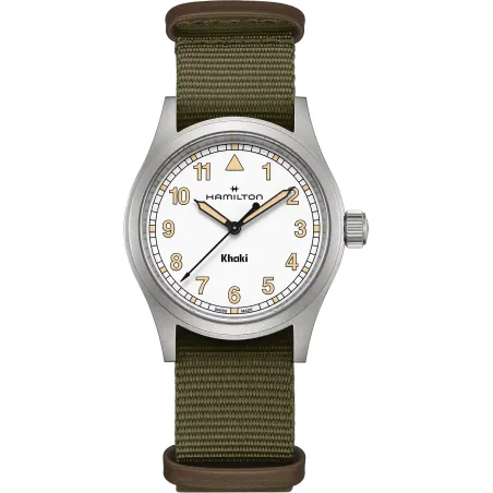 OROLOGIO NATO MILITARE QUADRANTE BIANCO 38MM UOMO HAMILTON KHAKI