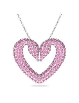 COLLANA UNA CUORE GRANDE ROSA DONNA SWAROVSKI 