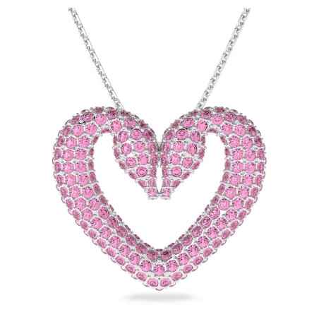 COLLANA UNA CUORE GRANDE ROSA DONNA SWAROVSKI 