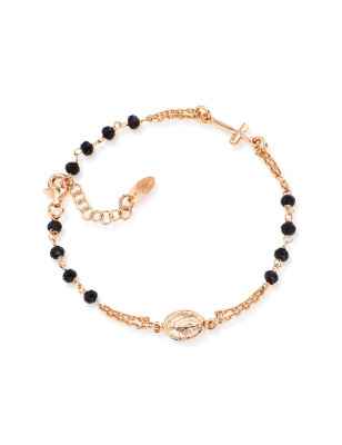 BRACCIALE ROSARIO ROSATO CRISTALLI NERI DONNA AMEN 