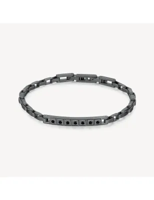 BRACCIALE FORGE CRISTALLI NERI RUTENIO UOMO BROSWAY 