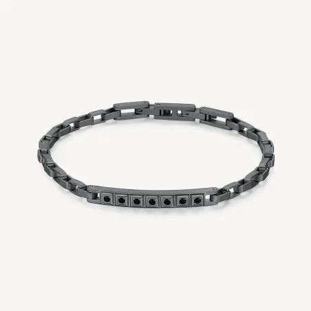 BRACCIALE FORGE CRISTALLI NERI RUTENIO UOMO BROSWAY 