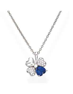 COLLANA QUADRICUORE ZIRCONI BIANCHI E BLU DONNA AMEN 