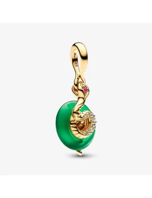 Charm Pendente Serpente Vetro di Murano verde Donna Pandora 