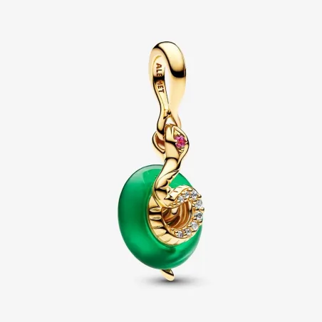 Charm Pendente Serpente Vetro di Murano verde Donna Pandora 