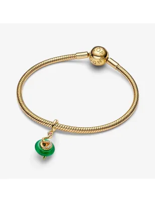 Charm Pendente Serpente Vetro di Murano verde Donna Pandora 