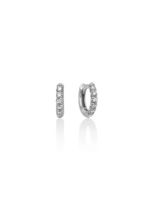 ORECCHINI CERCHI 8MM ORO BIANCO DIAMANTI 0.07 CT DONNA MILUNA