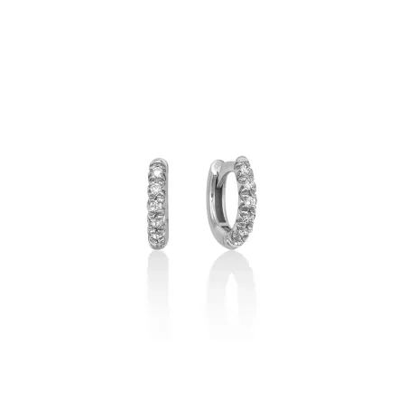 ORECCHINI CERCHI 8MM ORO BIANCO DIAMANTI 0.07 CT DONNA MILUNA