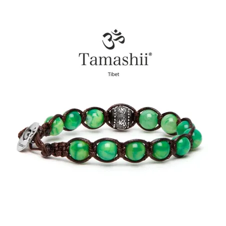 Bracciale Agata verde menta Donna-Uomo Tamashii Ruota Della Preghiera