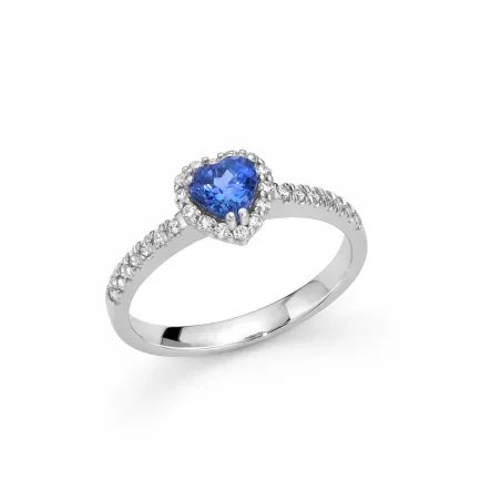 Anello in oro con cuore Tanzanite e Diamanti DONNA Miluna Le Gemme