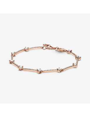 BRACCIALE RIGIDO CON PIETRE COLOR ORO ROSA 20CM PANDORA