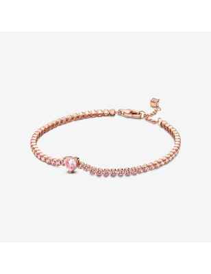 BRACCIALE TENNIS ROSA CON CUORE IN RILIEVO DONNA PANDORA