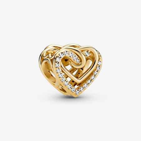 Charm Cuore Intrecciato dorato con pietre Donna Pandora