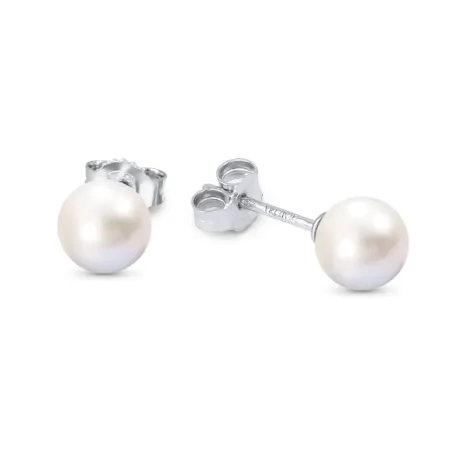 Orecchini oro bianco e perle Giapponesi 7.5-8mm Donna Demetra 