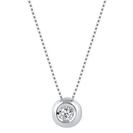 Collana punto luce in oro bianco Diamante 0.10 Ct Donna Demetra 