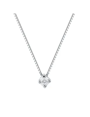 Collana Punto luce oro bianco Diamante 0.08 Ct Donna Demetra 