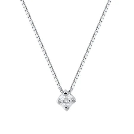 Collana Punto luce oro bianco Diamante 0.08 Ct Donna Demetra 