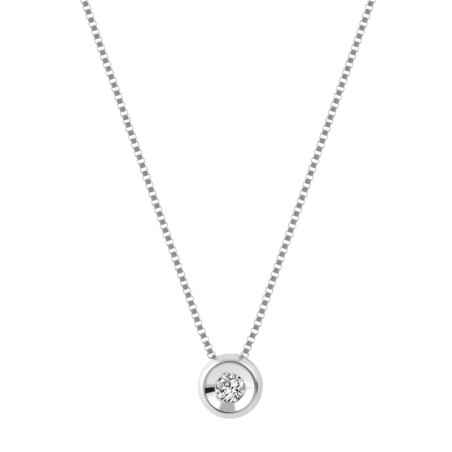 Collana punto luce oro bianco Diamante 0.02 Ct Donna Demetra 