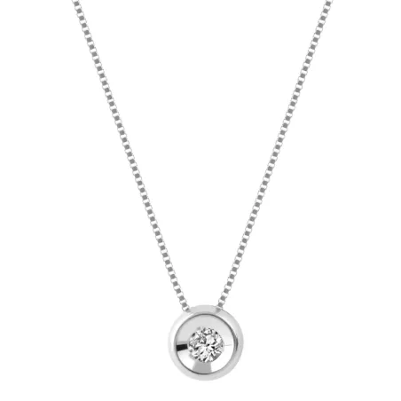 Collana punto luce oro bianco Diamante 0.05 Ct Donna Demetra 