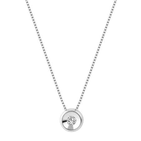 Collana punto luce oro bianco Diamante 0.03 Ct Donna Demetra 