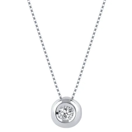 Collana in oro bianco e Diamante 0.16 Ct Punto Luce Donna Demetra 