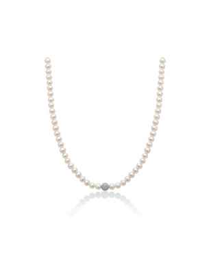 COLLANA PERLE BOULE DIAMANTATA ORO DONNA MILUNA LE PERLE