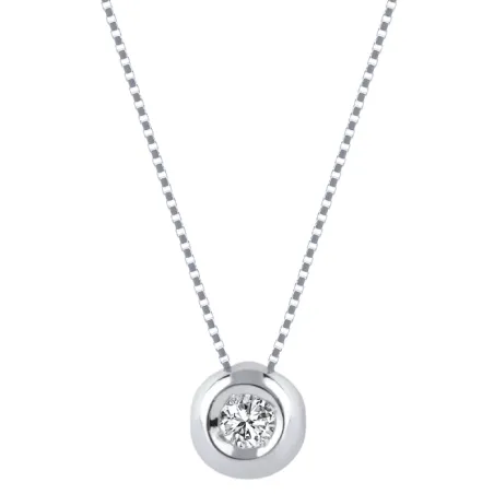 Collana Punto Luce in oro bianco Diamante da 0.22 Ct Donna Demetra 