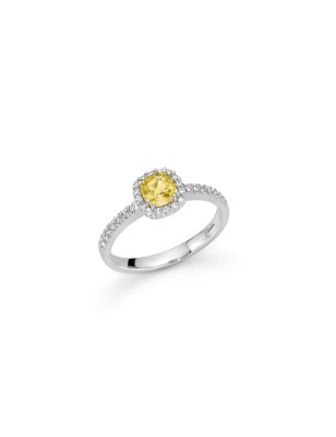 ANELLO ORO BIANCO ZAFFIRO GIALLO DONNA MILUNA LE GEMME